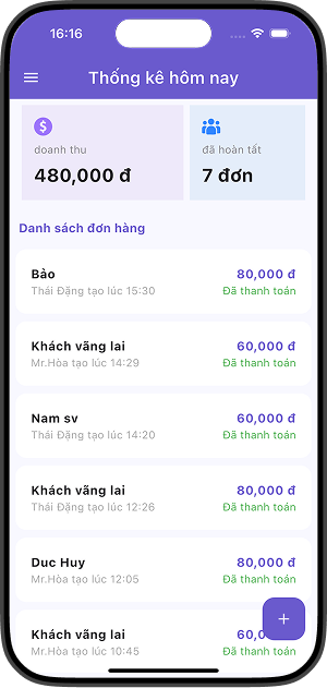 Ghi đơn hàng nhanh chóng