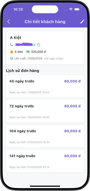 Thống kê lịch sử đơn hàng